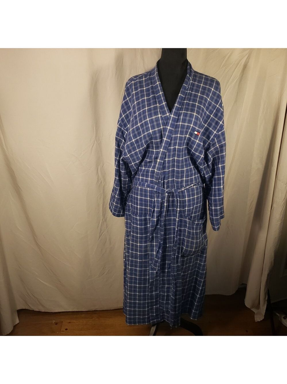 Vintage Tommy Hilfiger Navy Plaid Robe - OS